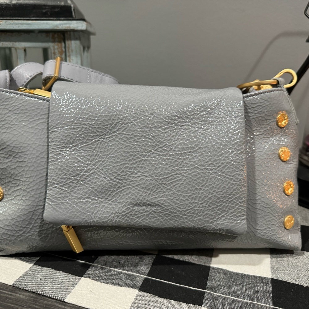 🩷🩷🩷Hammitt VIP Satchel Marina Light Gray Blue Leather Crossbody Bag